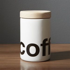 Crate & Barrel black and white coffee canister